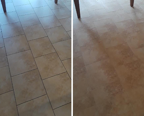 Floor Before and After a Grout Cleaning in Oro Valley, AZ