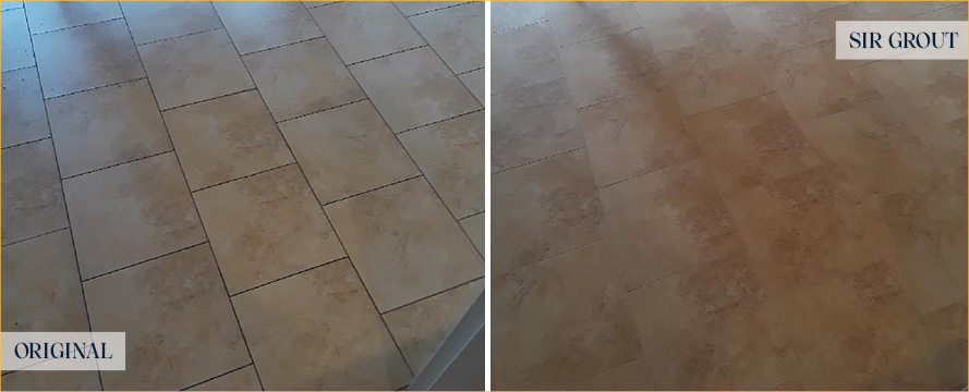 Floor Before and After a Flawless Grout Cleaning in Oro Valley, AZ