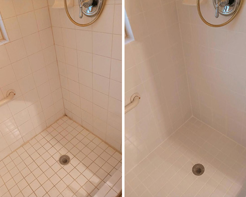 Tile Shower Before and After Our Caulking Services in Picture Rocks