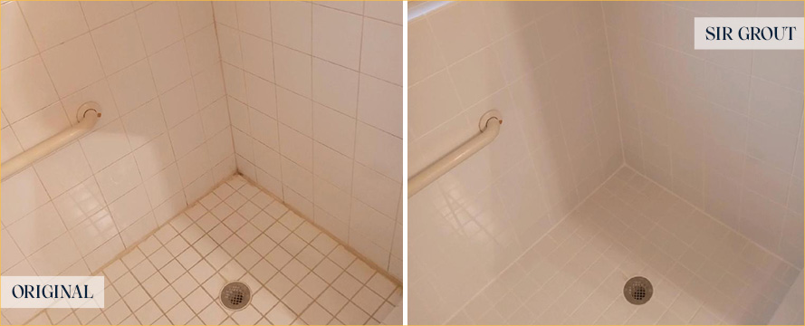 Tile Shower Before and After Our Caulking Services in Picture Rocks