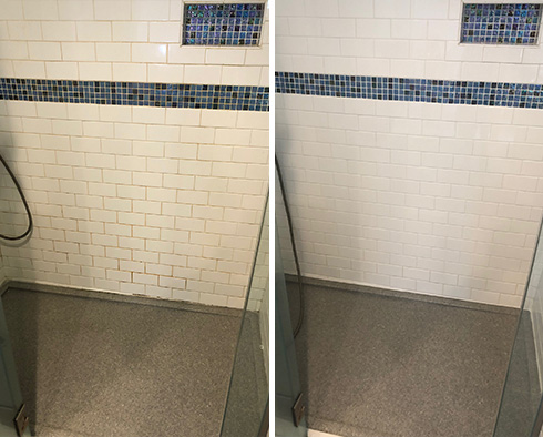 Tile Shower Before and After a Grout Cleaning in Tucson